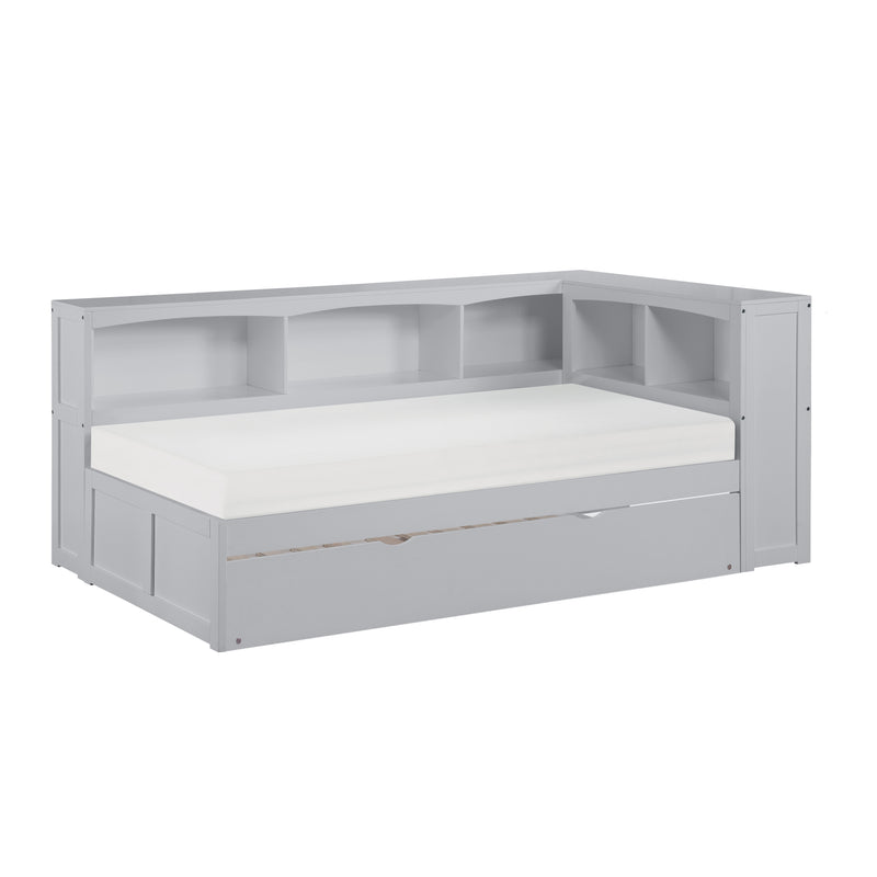 Orion-(4) Twin Bookcase Corner Platform Bed with Twin Trundle image